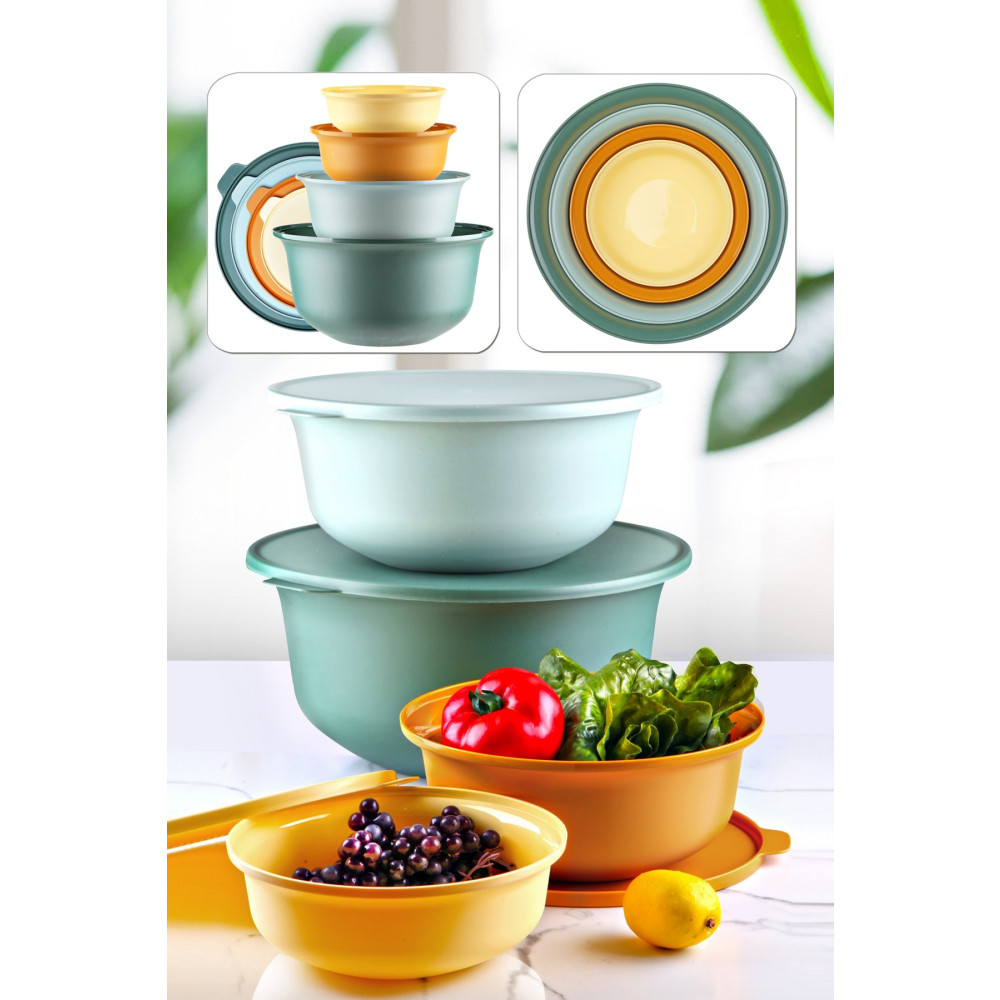 Kitchen Life 4 Boy Kapaklı Yuvarlak Aura Saklama Kabı Seti Saklama Kapları Fiyatı