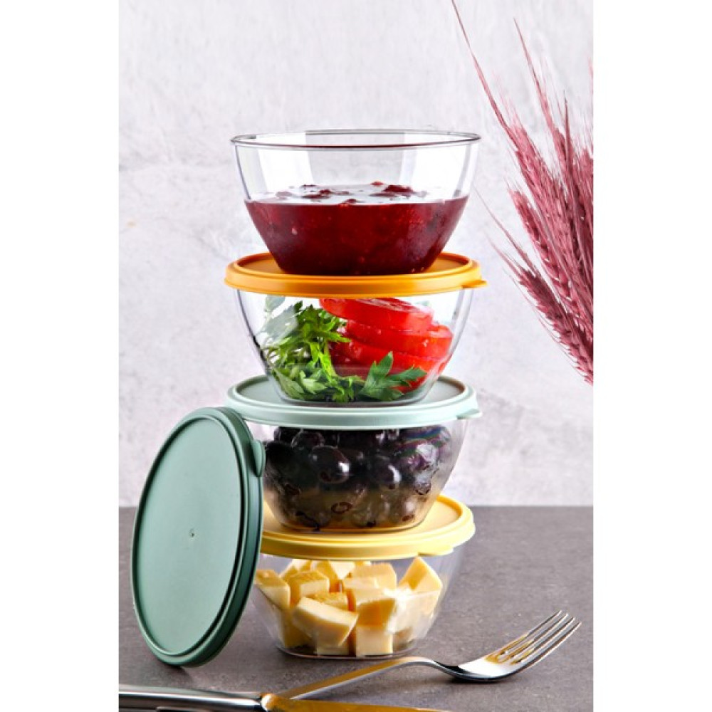 Kitchen Life 4'lü Aura Kapaklı Kahvaltılık Kase Saklama Kabı Seti (400 ml x 4) Akrilik Kase Fiyatı