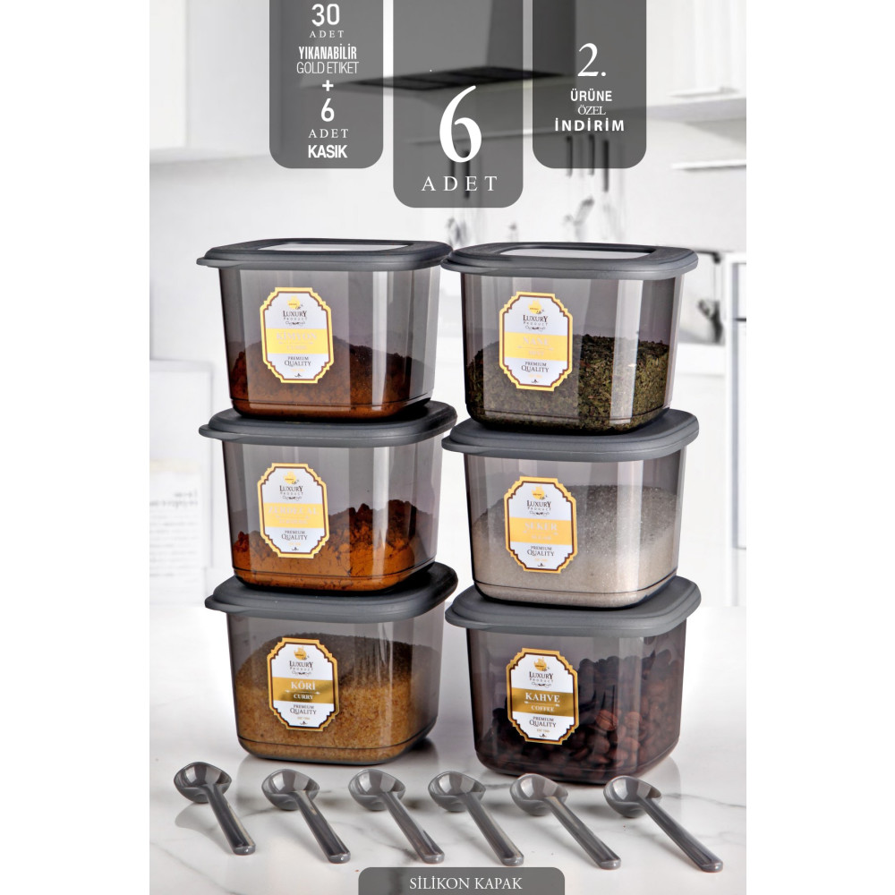 Kitchen Life Avantajlı 6lı Gold Etiketli Ve Kaşıklı Boly Kare Saklama Kabı Seti 550ml - Çoklu Set Yapılabilen Saklama Kapları Fiyatı