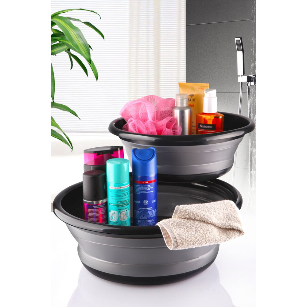 Kitchen Life Büyük Boy Akordeon 2li Katlanabilir Badya 9 lt + 5 lt Katlanabilen Leğen Katlanır Çamaşır Sepeti Çamaşır Sepeti Fiyatı