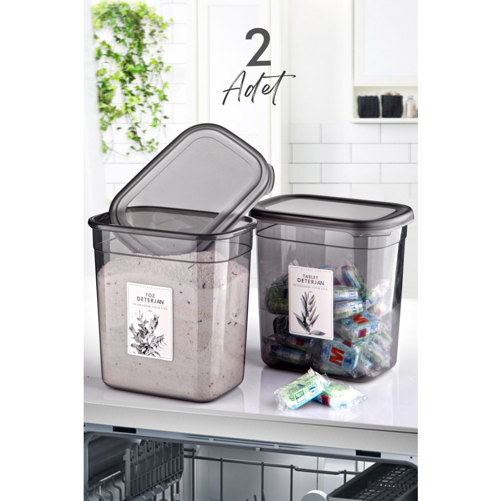 Kitchen Life Etiketli 2 Adet Toz Ve Tablet Deterjan Saklama Kutusu Deterjan Saklama Kabı - 2 Litre Eşya Saklama Kutusu Fiyatı