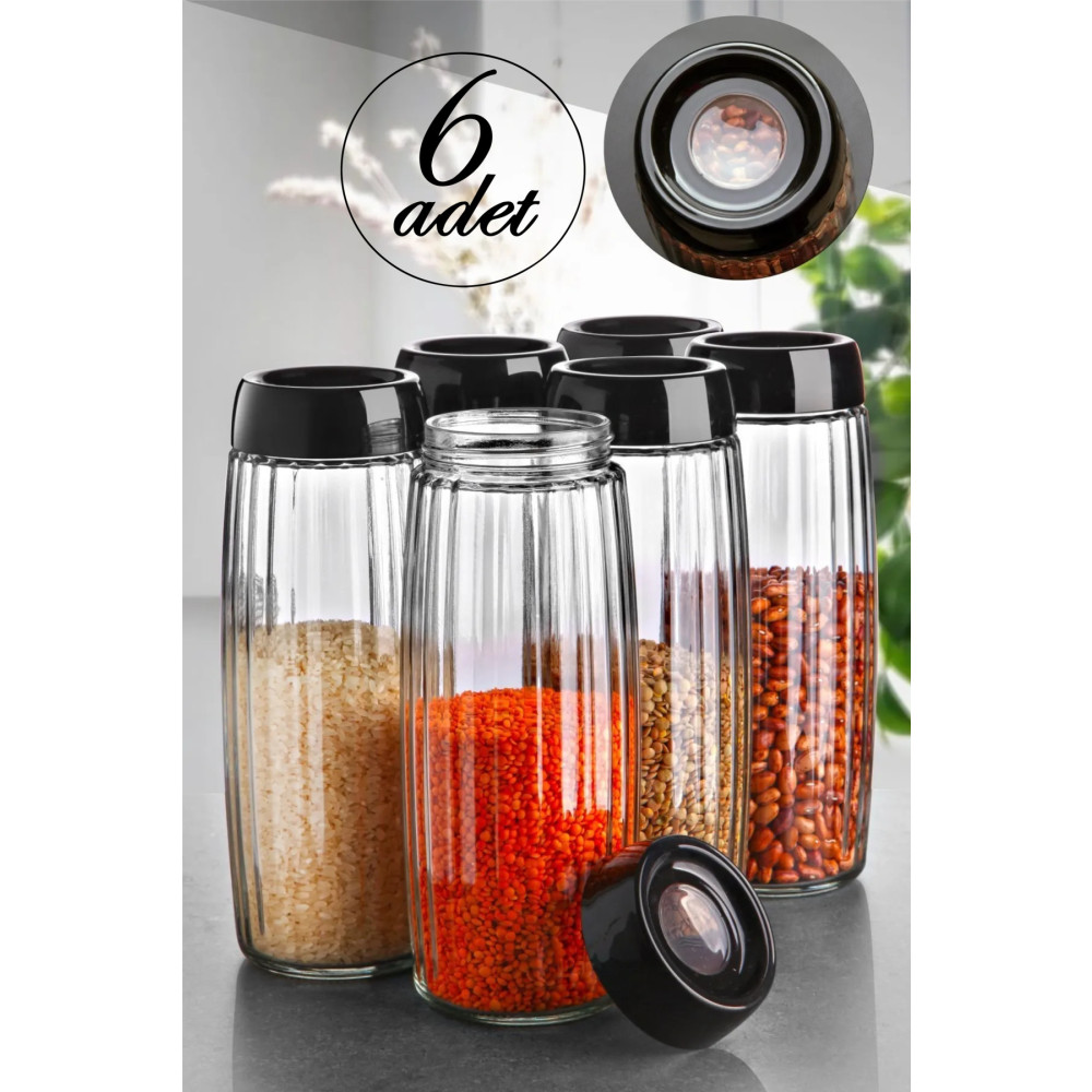 Kitchen Life Etiketli 6 Adet Mega Boy Çizgili Cam Kavanoz Seti 1600ml 25 Adet Erzak Saklama Kabı Baharat Etiketi Saklama Kapları Fiyatı