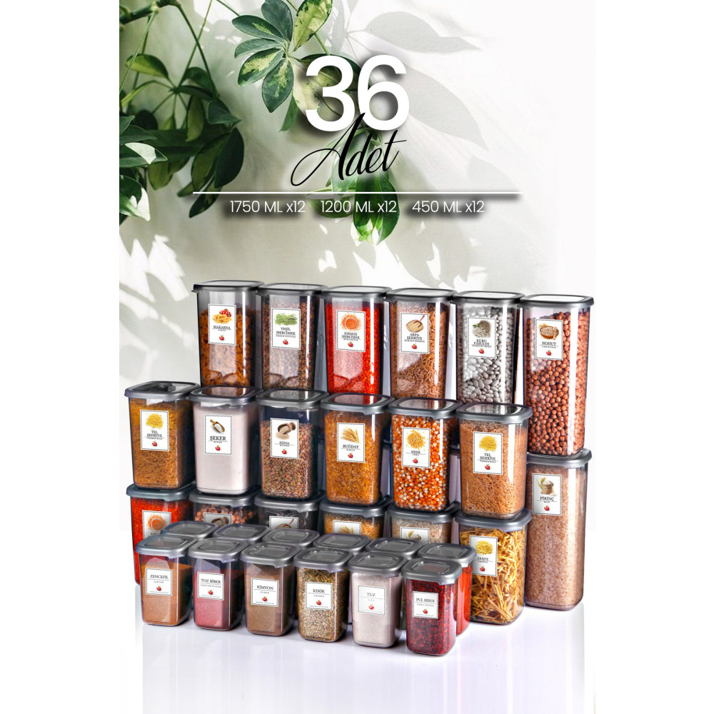 Kitchen Life Full+Full Set 36lı Etiketli Kare Erzak Saklama Kabı Seti x12(1750ml-1200ml-450ml ) Mikrodalga Seti Saklama Kapları Fiyatı