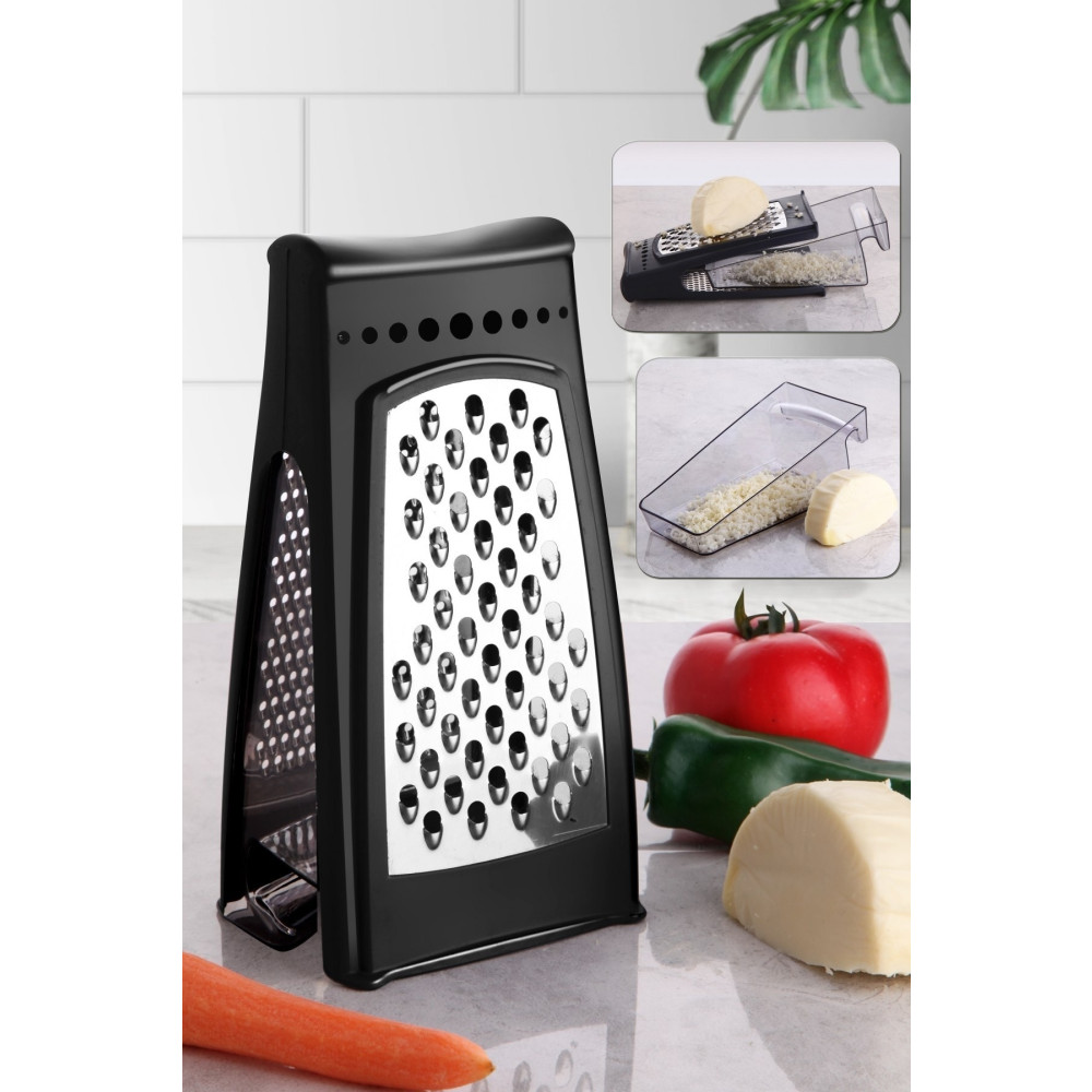 Kitchen Life Lüx Paslanmaz Çelik Siyah Hazneli Rende - Profesyonelia Rende Mutfak Gereçleri Fiyatı
