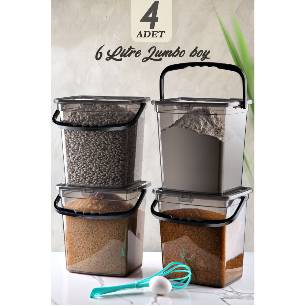 Kitchen Life Mega Boy 4lü Kare Un Bakliyat Kabı 6 Litre - Deterjanlık Saklama Kutusu Kabı 4 Adet Un Saklama Kabı Saklama Kapları Fiyatı