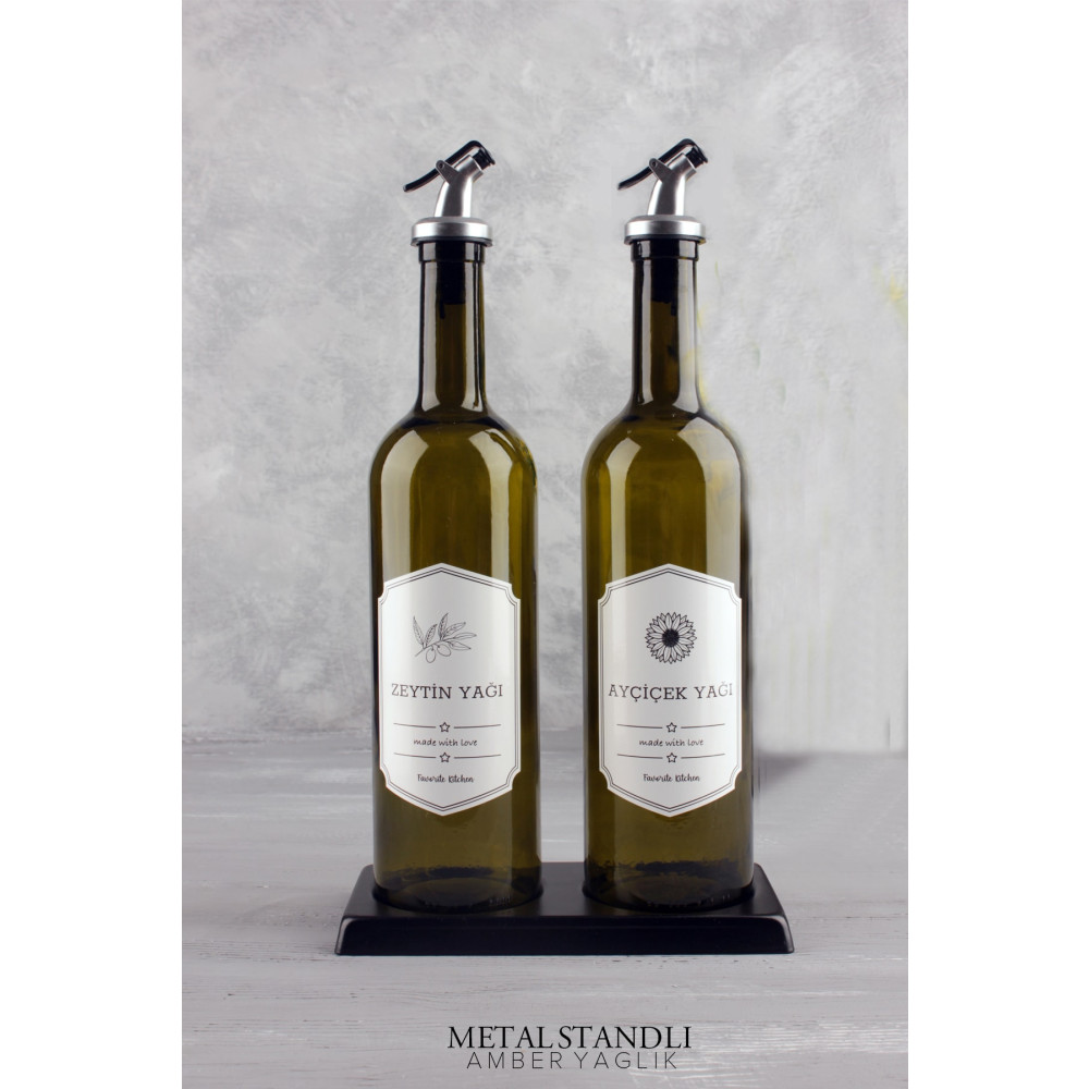 Kitchen Life Metal Standlı Amber 2li 750 Ml Zeytinyağı Sıvıyağ Şişesi - Ahşap Altlıklı Etiketli Cam Yağlık Seti Mutfak Gereçleri Fiyatı