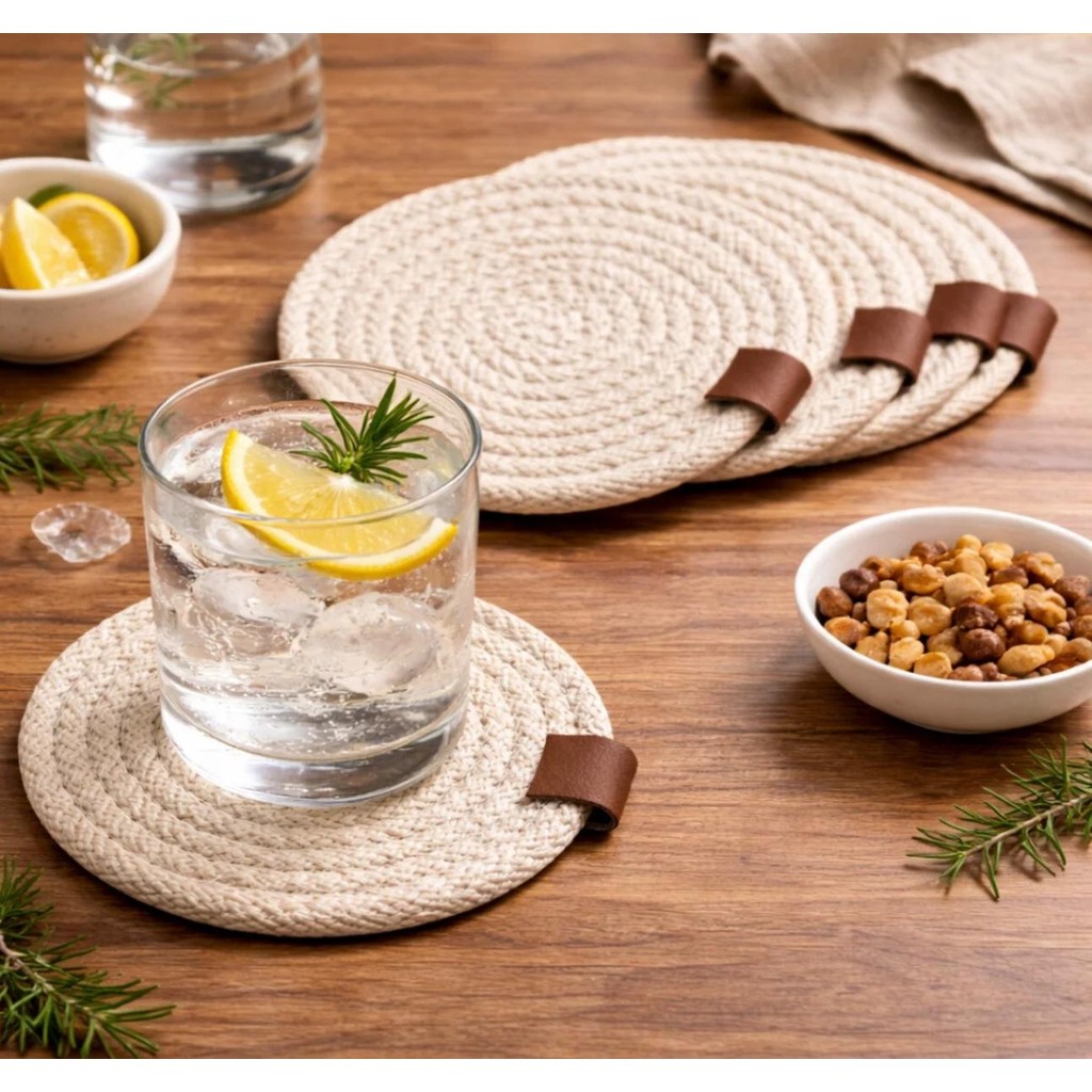 Kitchen Line Natural Luxe Hasır Bardak Altlığı 6’lı Set - Açık Kahverengi Fincan / Bardak / Kahve Takımı Fiyatı