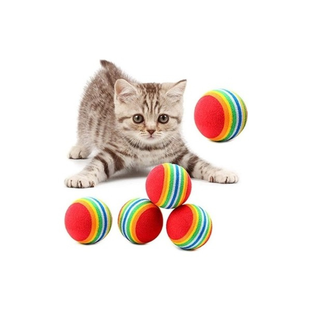 Kitchen Live 3lü Gökkuşağı Sünger Kedi Köpek Çiğneme Oyun Topu 4,2 cm Diş Çıkarma Interaktif Oyuncak - Sarı - Kırmızı Evcil Hayvan Ürünleri Fiyatı