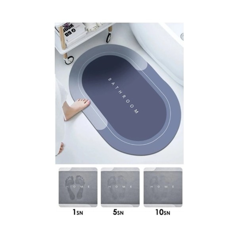 Kitchen Live Diatomit 3.5 mm Kauçuk Kaymaz Taban Süper Emici Abdest Banyo Paspası Diyatom Paspas 40X60 cm - Mavi Klozet Takımı Fiyatı