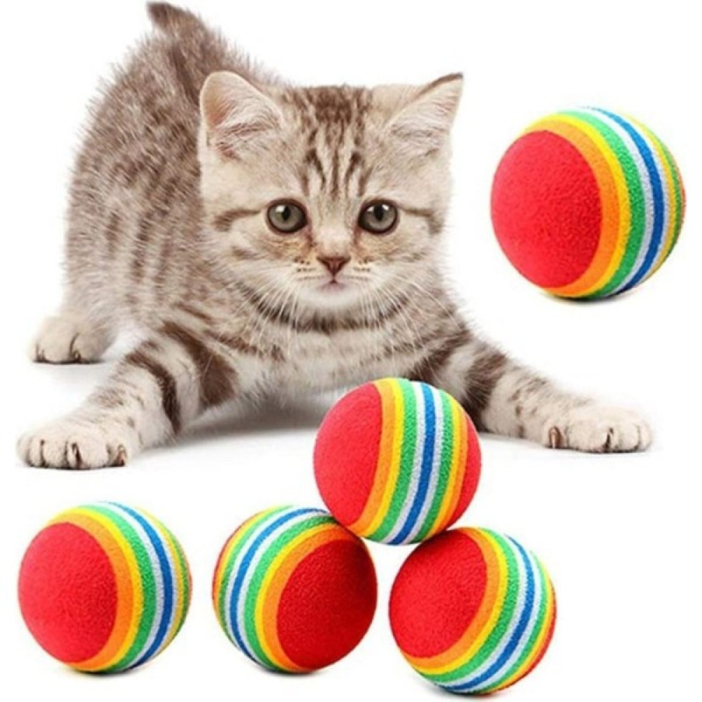 Kitchen Live Gökkuşağı 3'lü Toplar Sünger Kedi Köpek Çiğneme Oyun Topu 4,2 cm Diş Çıkarma Interaktif Oyuncak Evcil Hayvan Ürünleri Fiyatı
