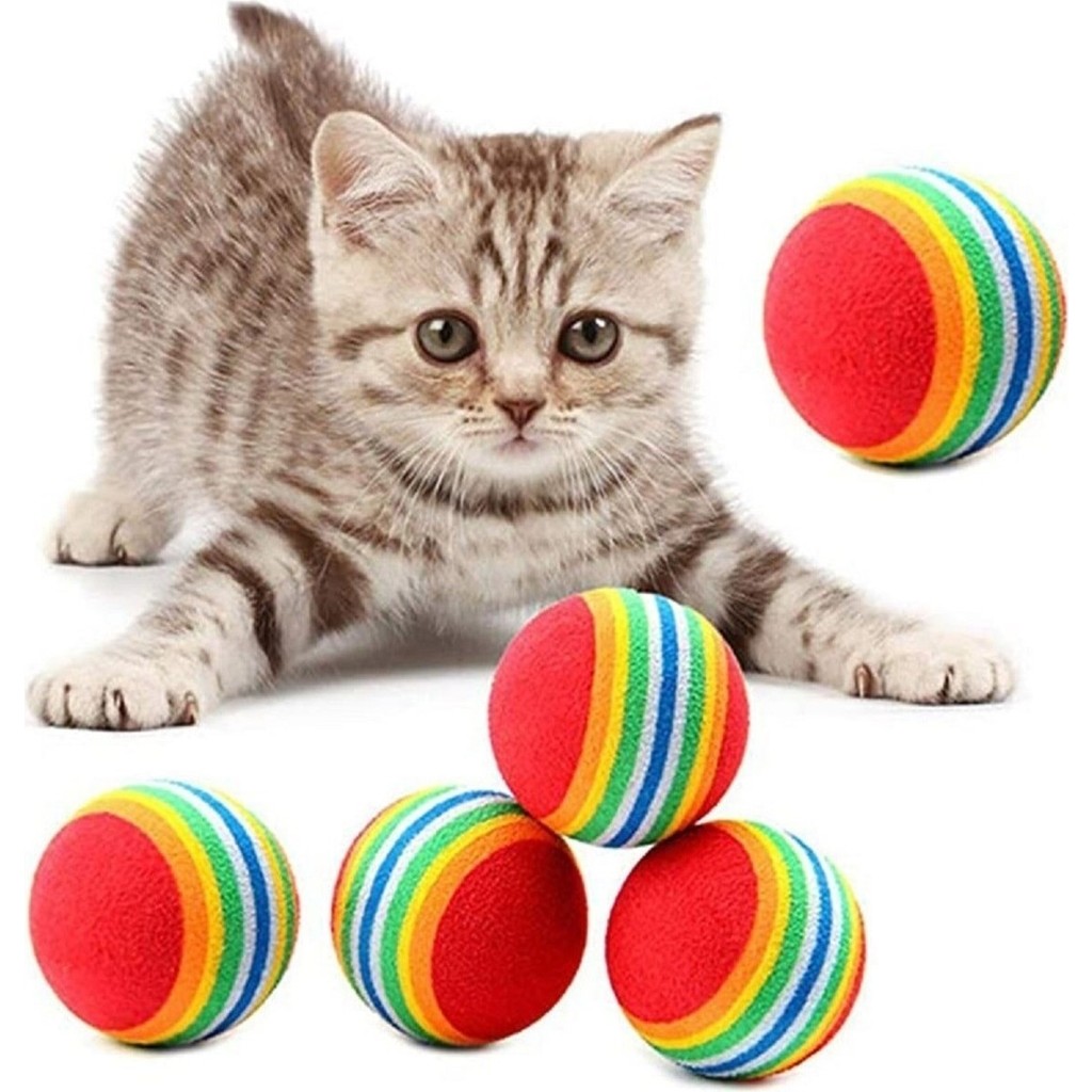 Kitchen Live Gökkuşağı 3'lü Toplar Sünger Kedi Köpek Çiğneme Oyun Topu 4,2 cm Diş Çıkarma Interaktif Oyuncak Evcil Hayvan Ürünleri Fiyatı