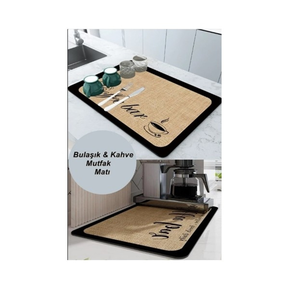 Kitchen Live Sihirli Bulaşık Yıkama Matı | Kurulama Matı Bulaşık Kurutma Matı Katlanabilir Tezgah Üstü Ped Coffe Bar Desenli - 1 Adet Pratik Mutfak Gereçleri Fiyatı