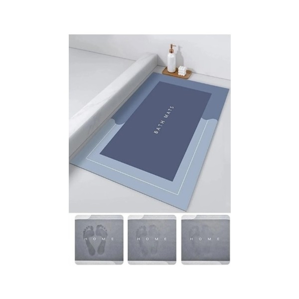 Kitchen Live Su Emici Paspas Şık Tasarım Abdest Paspası Kaymaz Taban Diyatom 40*60 cm Kare Paspas - Mavi Klozet Takımı Fiyatı