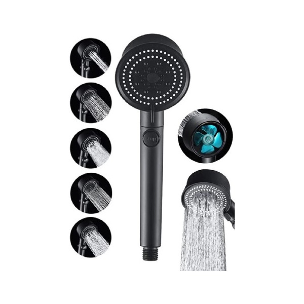 Kitchen Live Turbo Fan Pervaneli 5 Fonksiyonlu Star Stop Su Tasarruflu Duş Başlığı Pervaneli Turbo El Duşu Siyah Duş Başlığı Fiyatı