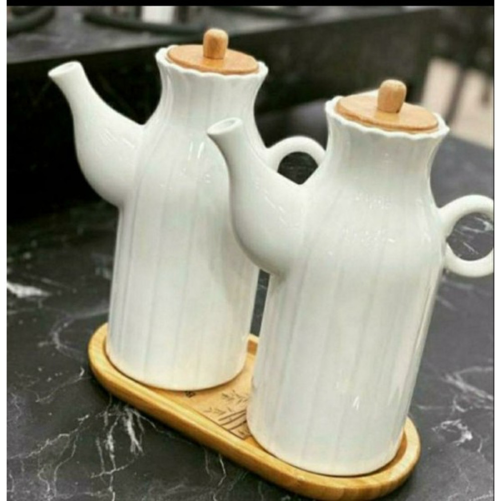 Kitchen Pembelia 2 Adet Porselen 1 Lt Yağdanlık ve Bambu Altlık 3 Lu Set Mutfak Gereçleri Fiyatı