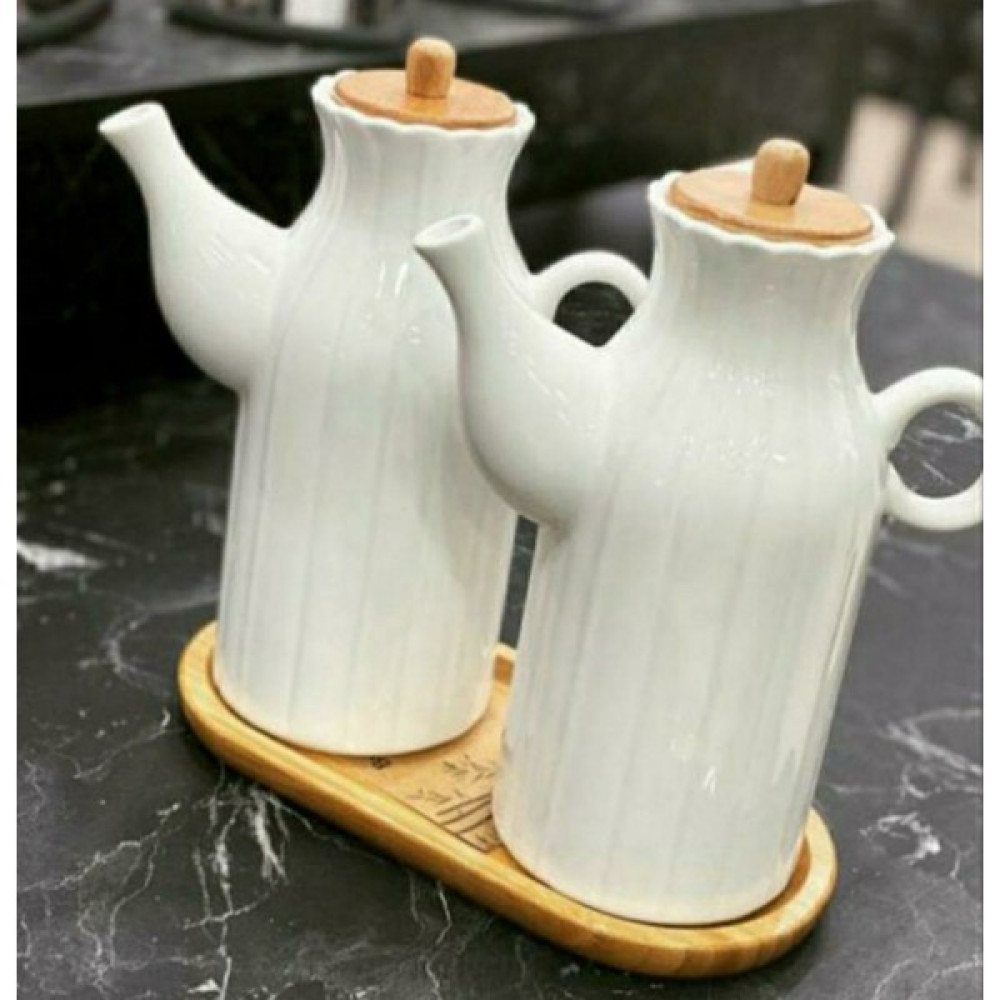 Kitchen Pembelia 2 Adet Porselen Yağdanlık ve Bambu Altlık 3 Lu Yağdanlık Set Mutfak Gereçleri Fiyatı