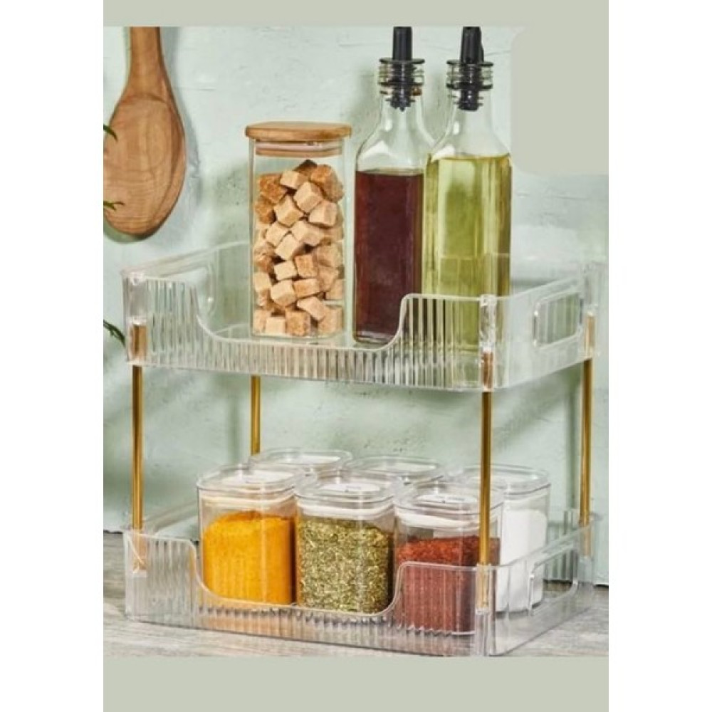 Kitchen Pembelia 2 Katlı Gold Makyaj Orginazeri Ofis Organizer Banyo Organizer Mutfak Organizer Sunumluk - Gümüş Saklama Kapları Fiyatı