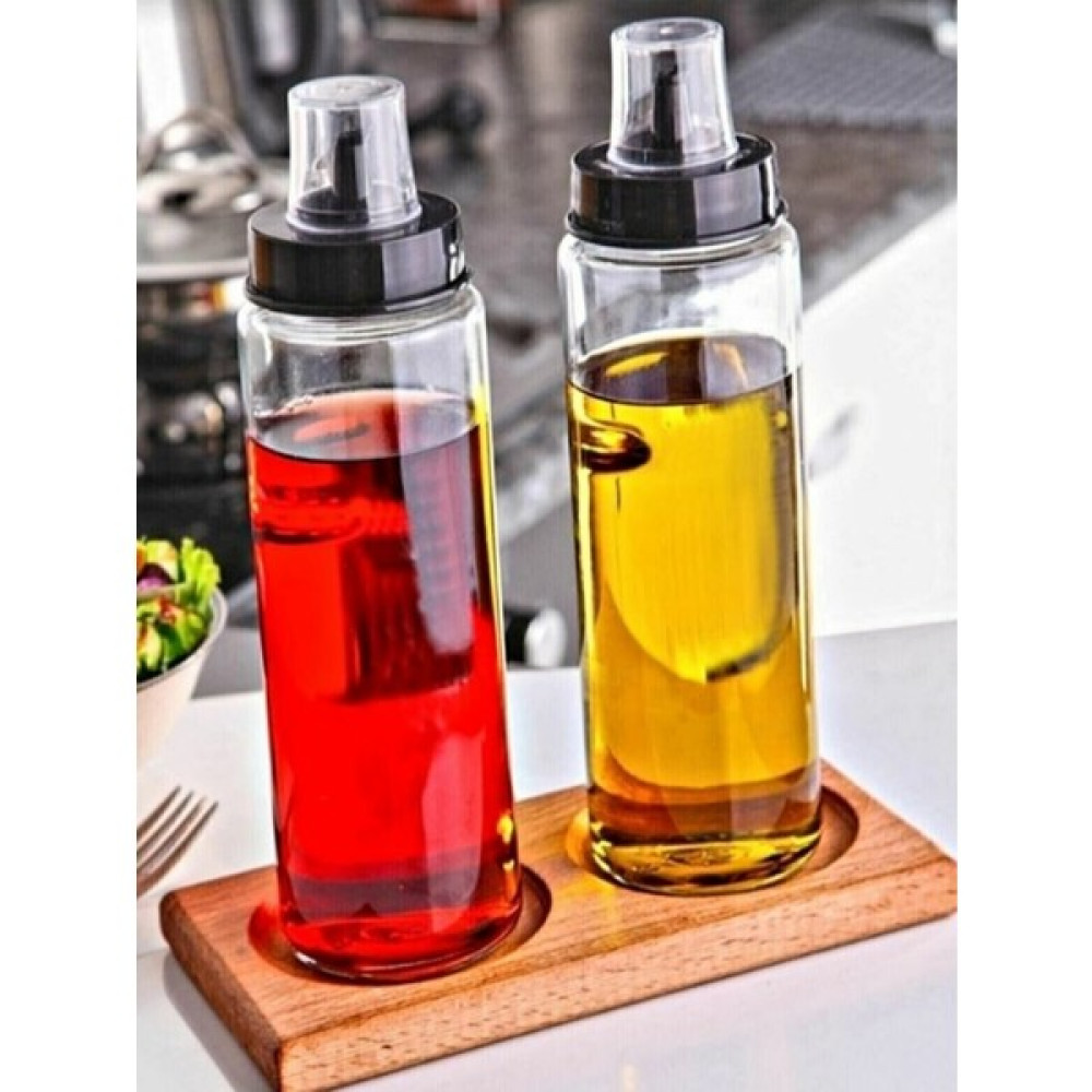 Kitchen Pembelia Ahşap Standlı 500ML Damlatmaz Yağdanlık Yağlık Set_3'lu Yağdanlık Set - Şeffaf - 500 ml Mutfak Gereçleri Fiyatı