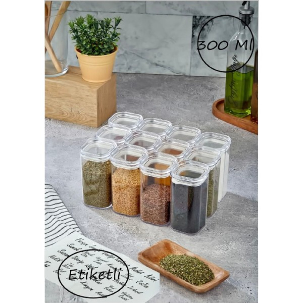Kitchen Pembelia Etiketli 300 ml Akrilik Baharatlık Seti Saklama Kabı Şeffaf Etiketli Baharat Setleri & Baharatlıklar Fiyatı