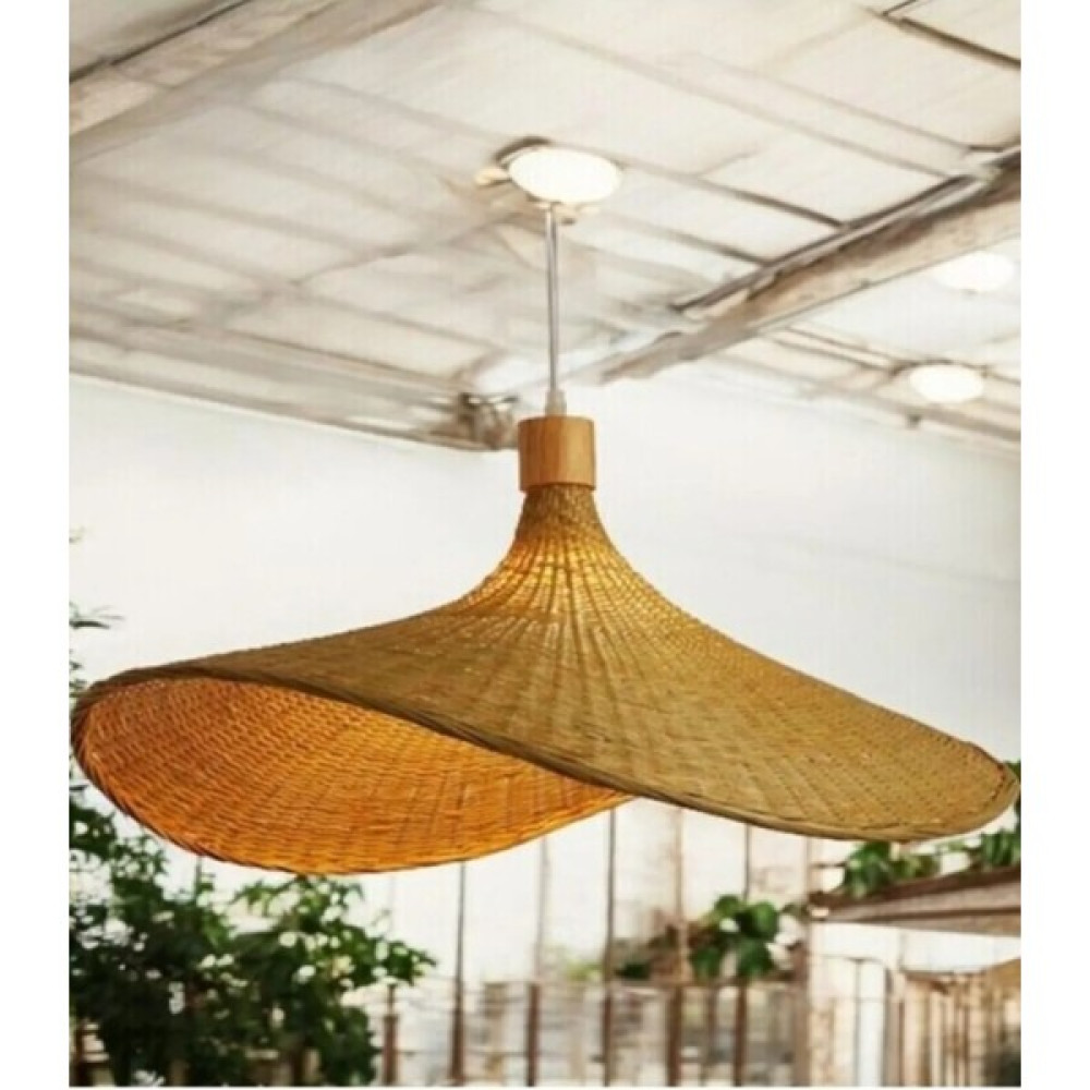 Kitchen Queen Home Bambu El Örmesi Hasır Şapka Model Sarkıt Avize Avize Fiyatı
