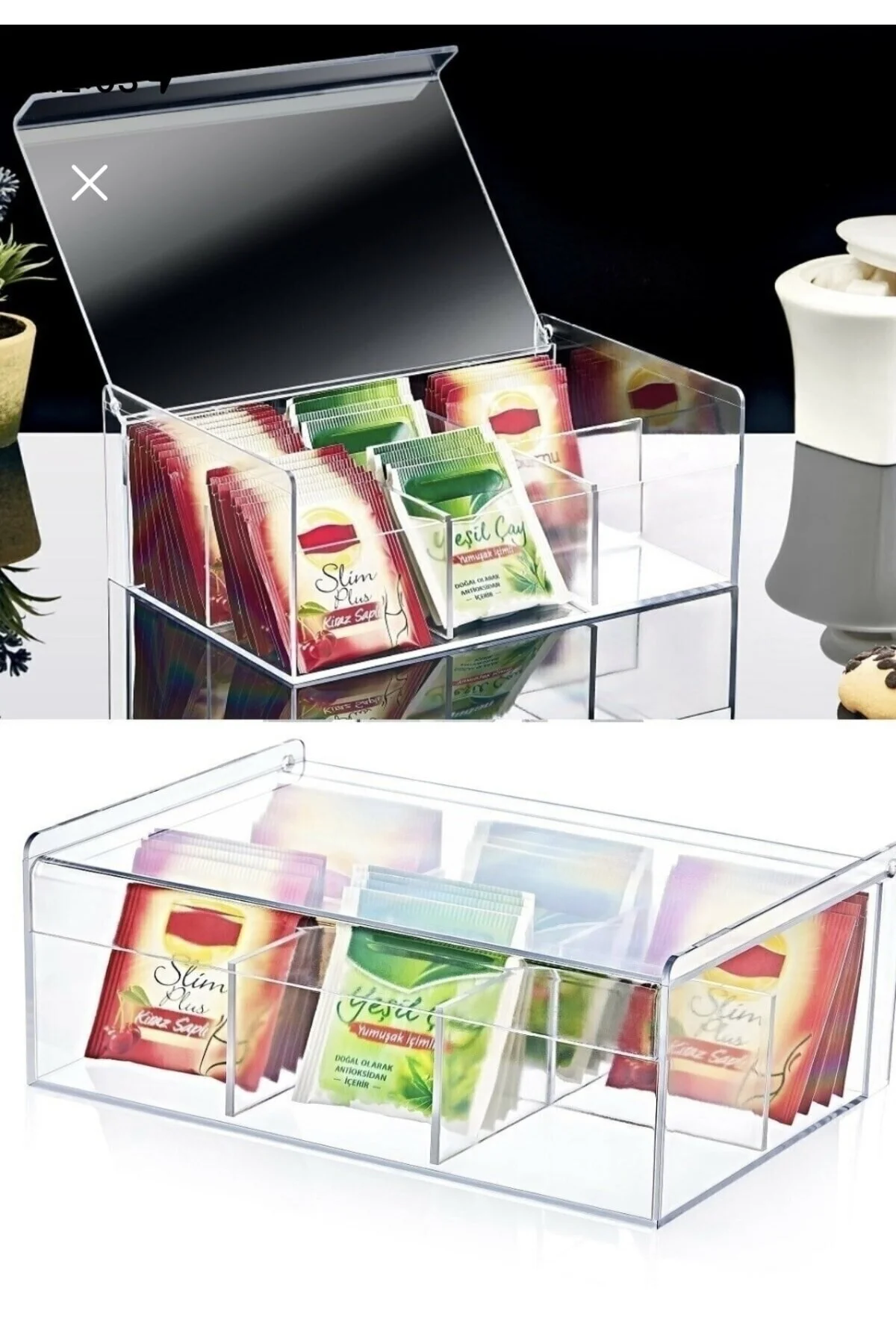 Kitchen Store Çay Kutusu 6 Bölmeli Kapaklı Poşet Bitki Çayı Saklama Kabı" Eşya Saklama / Düzenleme Fiyatı