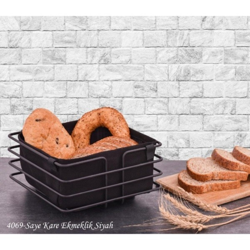Kitchen Store Ekmeklik Ekmek Sepeti Paslanmaz Sepet Siyah Kumaş Kare Ekmeklik - Siyah - Gri Saklama Kapları Fiyatı