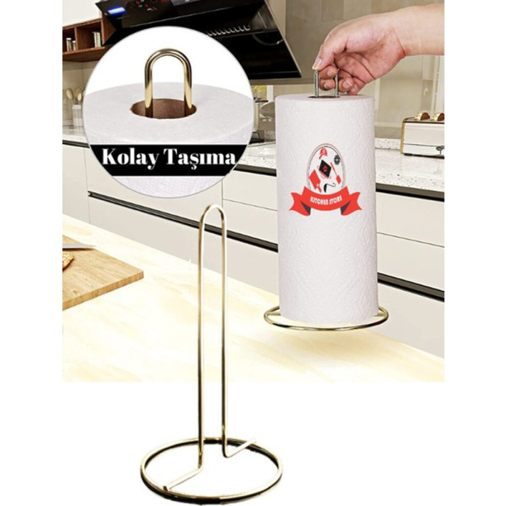 Kitchen Store Metal Kağıt Havluluk Dolu Çelik Gold Kaplama Dik Havlu Peçetelik Standart ve Büyük Boy Rulo Uyumlu Havluluk Fiyatı