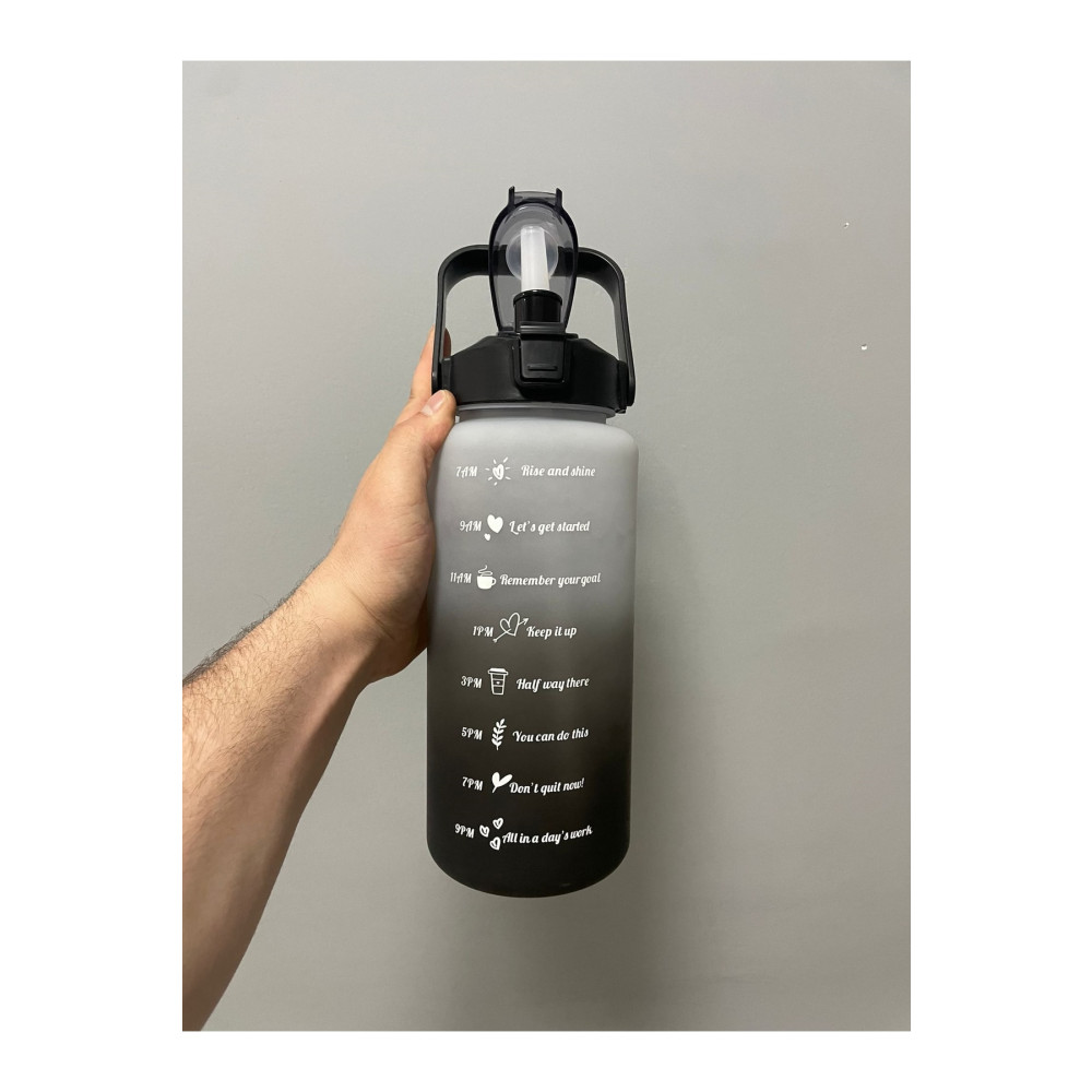 Kitchen Time Premium Black Motivasyonel Su Matarası Su Şişesi 2 lt Tritan Spor Salonu Su Şişesi Bpa İçermez Suluk Matara Fiyatı