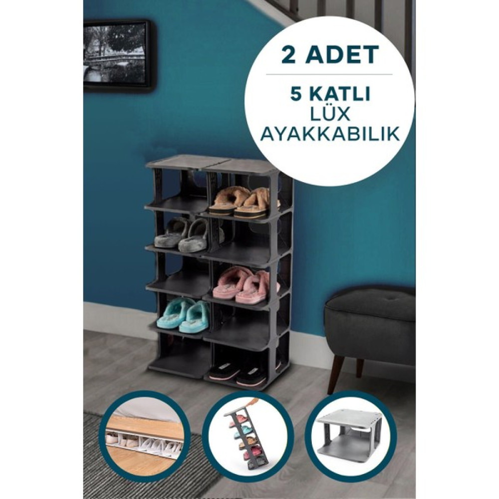 Kitchen Trend 2 Li Çok Katmanlı Gri Lüx Ayakkabılık - Wenge Ayakkabılık Fiyatı