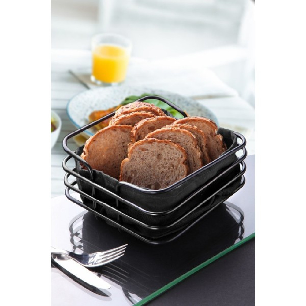 Kitchen Trend Metal Siyah Şeritli Siyah Kumaş Kare Ekmek Sepeti Saklama Kapları Fiyatı