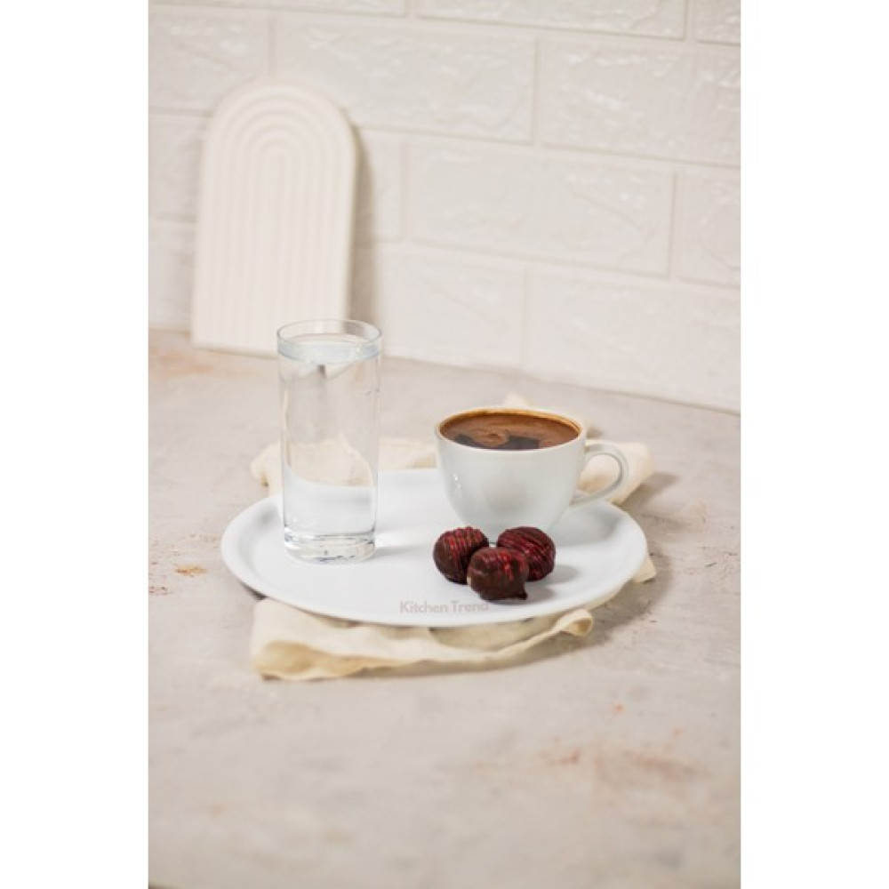 Kitchen Trend Tekli 22 cm Beyaz Metal Yuvarlak Çay, Kahve, Pasta Tepsisi Sunum Tepsisi Servis Tepsisi Fiyatı