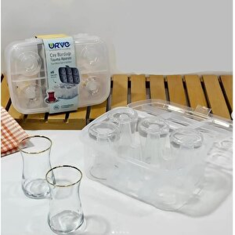 Kitchenboost Çay Bardağı Taşıma Aparatı - Piknik Çay Bardağı Taşıma Kutusu 6 Kişilik Diğer Fiyatı