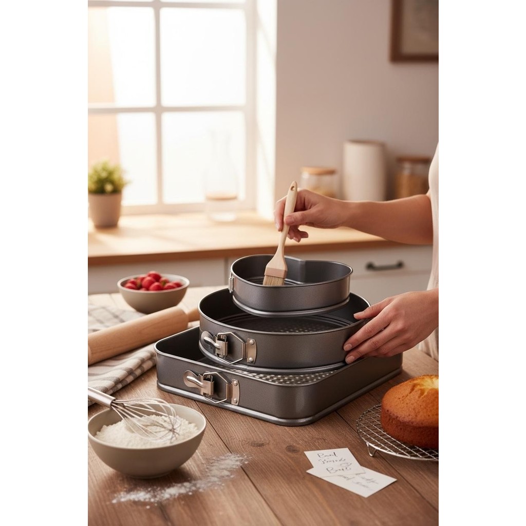 Kitchenboost Çınar 3 Lü Kelepçeli Kek Kalıbı - 3 Lü Kek Kalıbı Seti 24-26-28 Cm. - 24 x 26 x 28 cm SSD / Solid State Drive Fiyatı