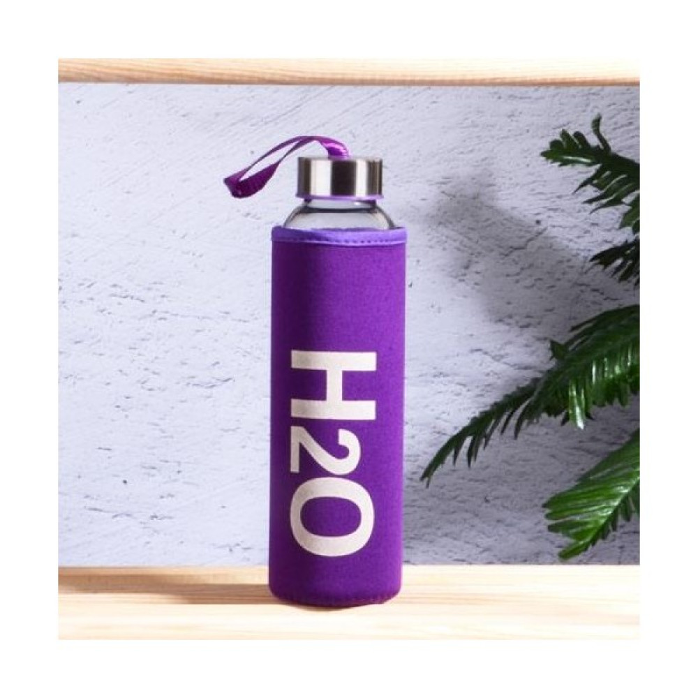 Kitchenboost Kılıflı H2O Cam Matara - Su Matarası 500 ml Suluk Mor Matara Fiyatı