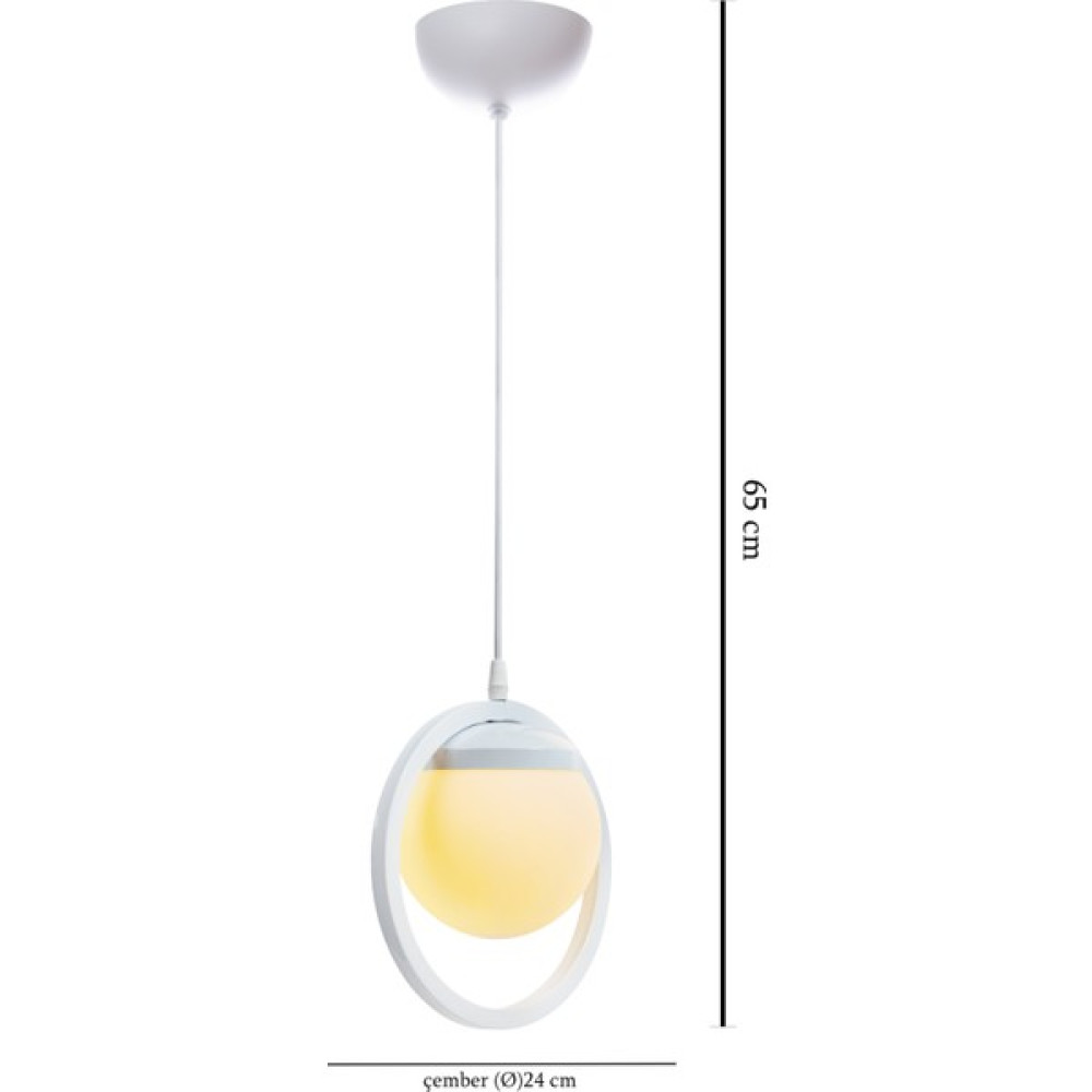 KitchenLand Tekli Beyaz Halka Beyaz Camlı Avize - 1'li Avize Fiyatı