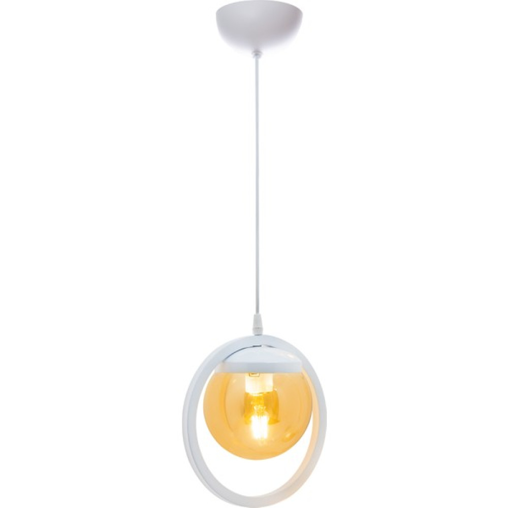 KitchenLand Tekli Beyaz Halka, Beyaz Camlı Avize-Modern-Endüstriyel-Sarkıt Avize-Salon-Mutfak-Çocuk Odası-Oturma Odası - Beyaz - Bal Rengi - 1'li Avize Fiyatı