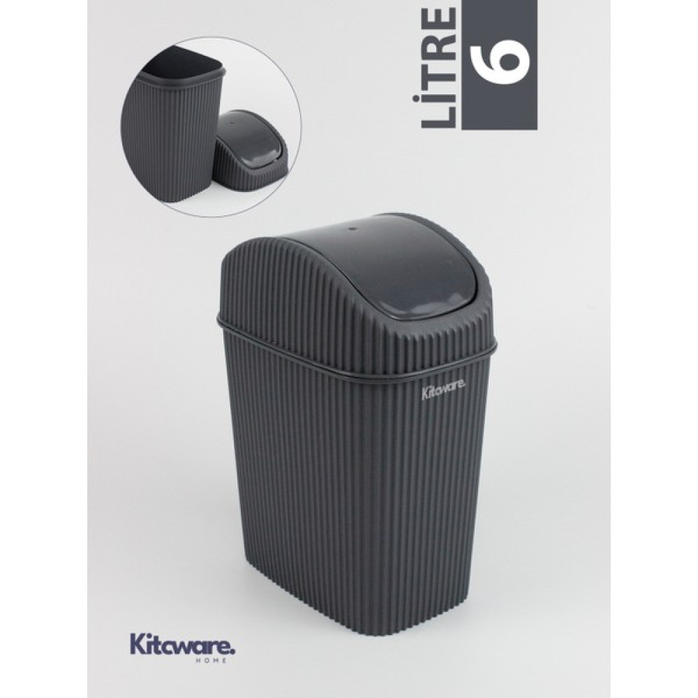 Kitcware Çöp Kovası, Banyo Çöp Kovası, Tezgah Üstü Çöp Kovası, Çöp Kutusu, Atık Kutusu, 6 Litre - Füme Çöp Kovaları Fiyatı