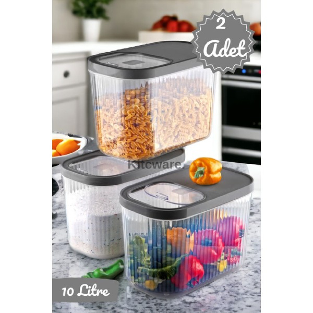 Kitcware Saklama Kabı, Erzak Saklama Kabı, Un Saklama Kabı, Deterjan Saklama Kabı, 2'li Set, 10 Litre Saklama Kapları Fiyatı