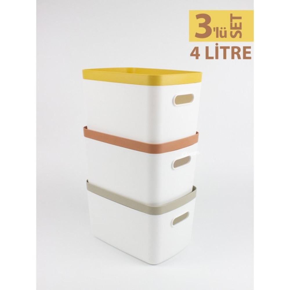 Kitcware Saklama Kabı, Organizer Kutu, Oyuncak Saklama Kutusu, Renkli Çok Amaçlı Kutu, 4 Litre, 3'lü Set Eşya Saklama Kutusu Fiyatı