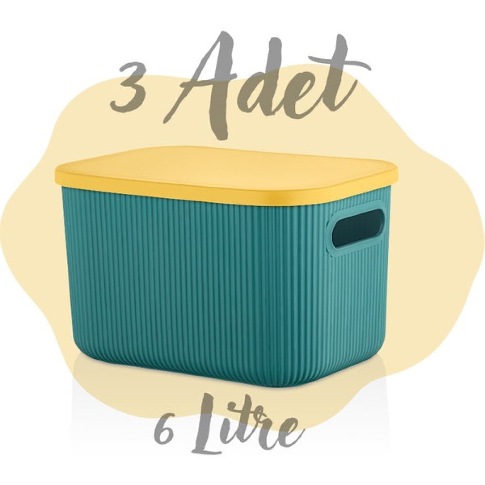 Kitcware Saklama Kabı, Organizer Kutu, Oyuncak Saklama Kutusu, Renkli Çok Amaçlı Kutu, 6 Litre, 3'lü Set - Yeşil Saklama Kapları Fiyatı