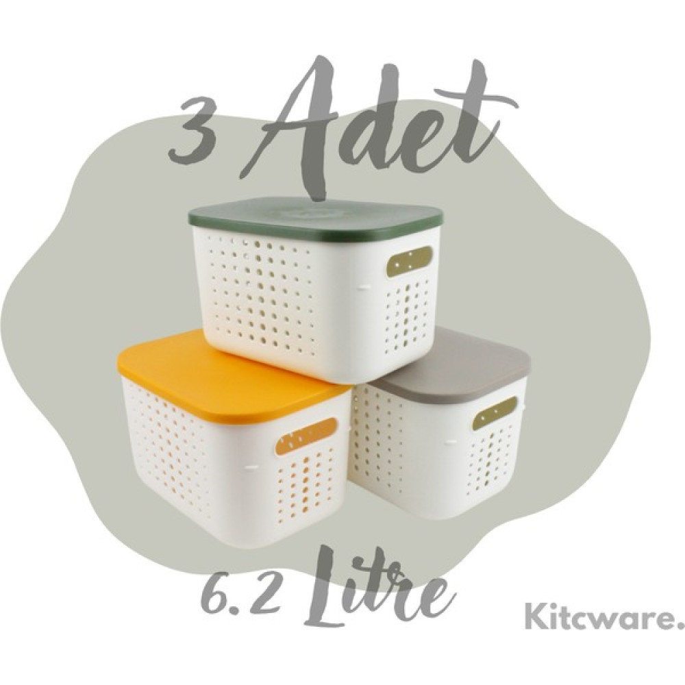 Kitcware Saklama Kabı, Organizer Kutu, Oyuncak Saklama Kutusu, Renkli Çok Amaçlı Kutu, 6.2 Litre, 3'lü Set - Beyaz Saklama Kapları Fiyatı
