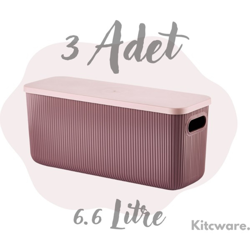 Kitcware Saklama Kabı, Organizer Kutu, Oyuncak Saklama Kutusu, Renkli Çok Amaçlı Kutu, 6.6 Litre, 3'lü Set - Pudra Saklama Kapları Fiyatı
