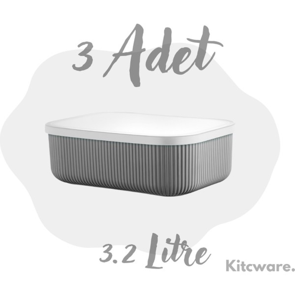 Kitcware Saklama Kabı, Oyuncak Saklama Kutusu, Organizer Kutu, Renkli Çok Amaçlı Kutu, 3.2 Litre, 3'lü Set - Gri Saklama Kapları Fiyatı