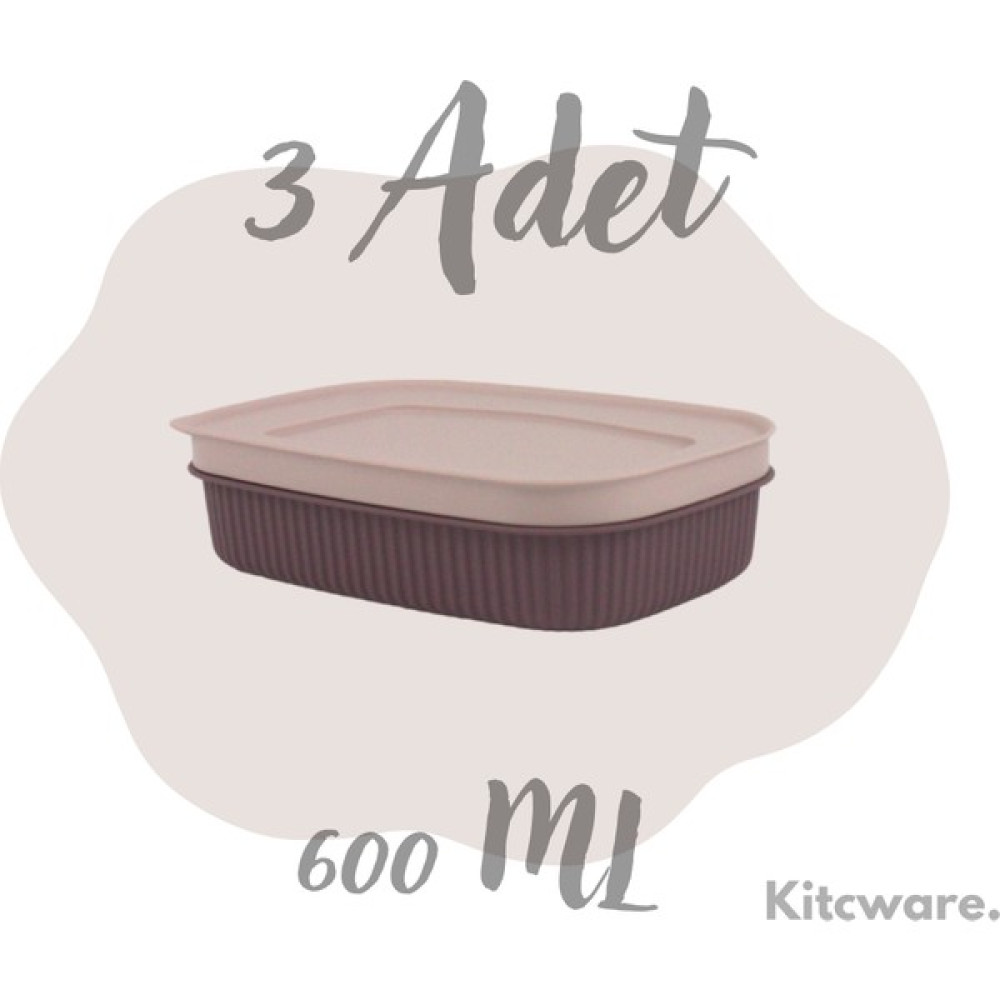 Kitcware Saklama Kabı, Renkli Saklama Kabı, Kahvaltı Tabağı, Kahvaltı Seti, 3'lü Set, 600 ml Saklama Kapları Fiyatı