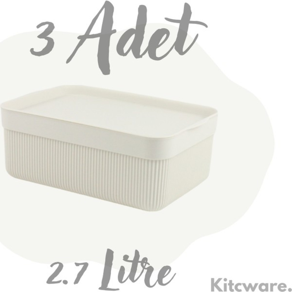 Kitcware Saklama Kutusu, Organizer Kutu, Oyuncak Saklama Kutusu, Renkli Kutu, 2.7 Litre, 3'lü Set - Krem Rengi Eşya Saklama Kutusu Fiyatı