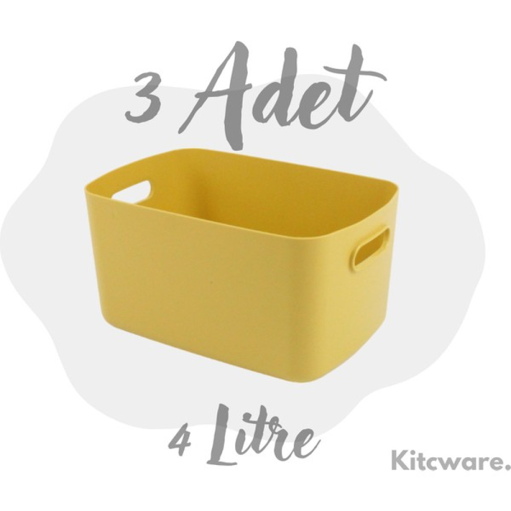 Kitcware Sepet, Organizer Sepet, Oyuncak Sepeti, Oyuncak Saklama Kutusu, Banyo Sepeti, 3'lü Set, 4 Litre - Sarı Eşya Saklama Kutusu Fiyatı