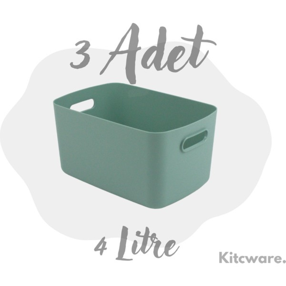 Kitcware Sepet, Organizer Sepet, Oyuncak Sepeti, Oyuncak Saklama Kutusu, Banyo Sepeti, 3'lü Set, 4 Litre - Yeşil Eşya Saklama Kutusu Fiyatı