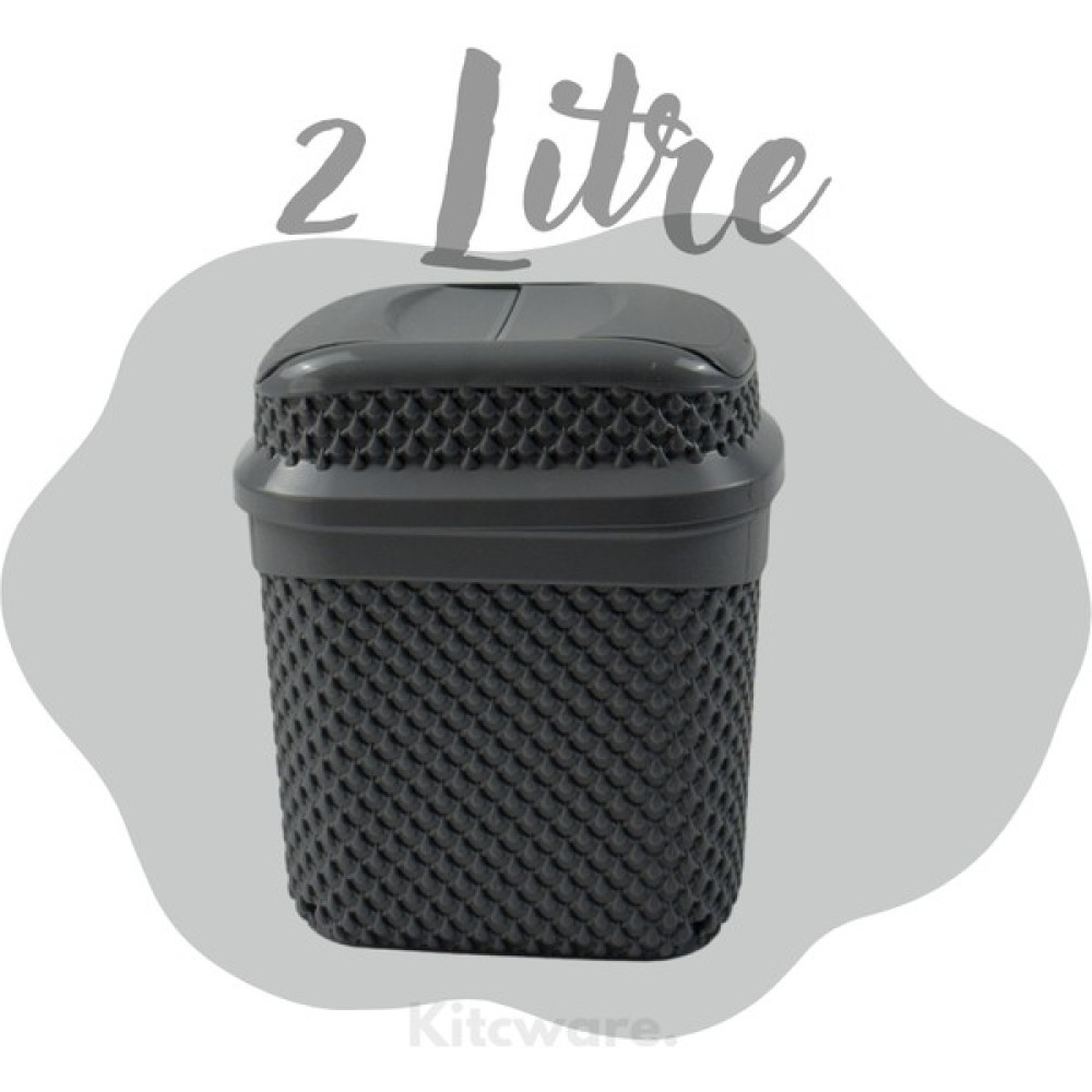 Kitcware Tezgah Üstü Çöp Kovası, Masaüstü Çöp Kovası, Çöp Kutusu, Mutfak Çöp Kovası, Çöp Kovası 2 Litre - Gri - Siyah Eşya Saklama / Düzenleme Fiyatı