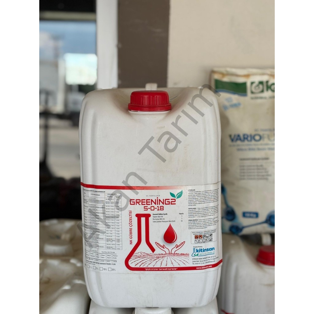 Kitinsan Greening2 5-0-18 Nk Meyve Renklendirici ve Şişirici Damlama - Yaprak Gübresi 20 Litre - 1 Gübre Fiyatı