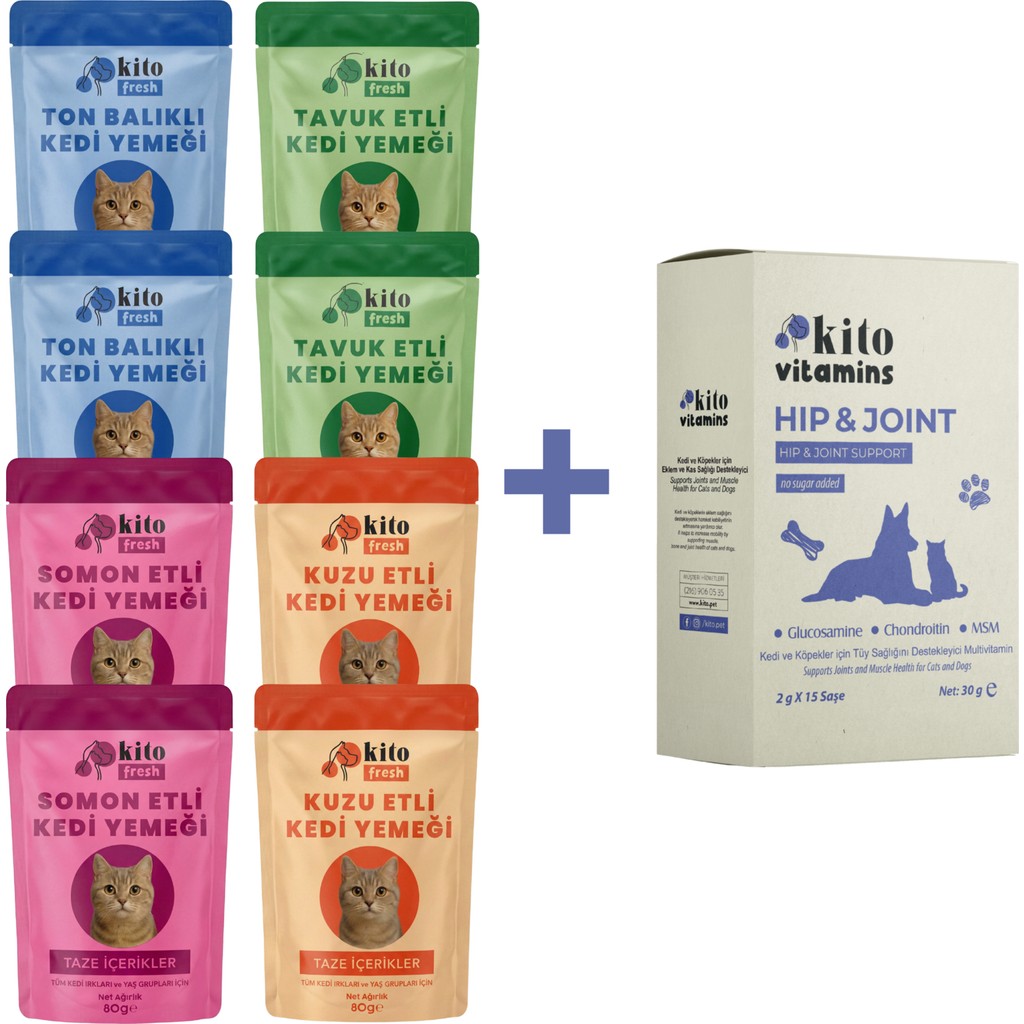 Kito Kediler Için Kito Fresh Tanışma Paketi + Kito Hip&joint Kas Sağlığı Destekleyici Diğer Fiyatı